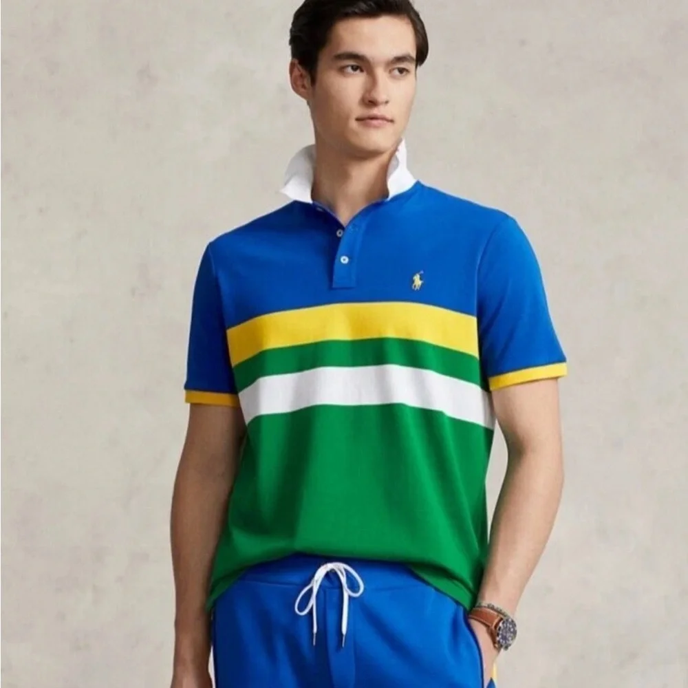 Classic Fit Colorblock Yellow Logo Embroidered Polo Polo Ralph Lauren NWT  small